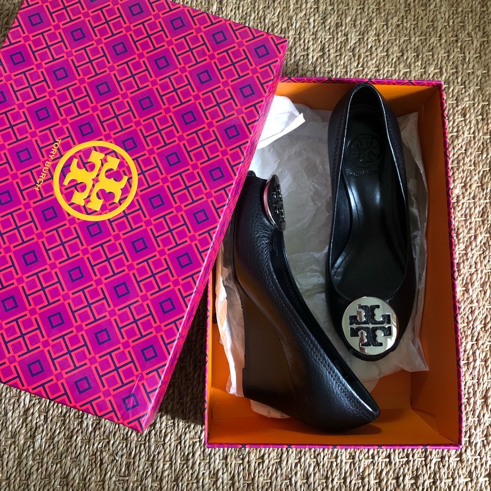 Tory Burch Peep Toe Wedge Pump